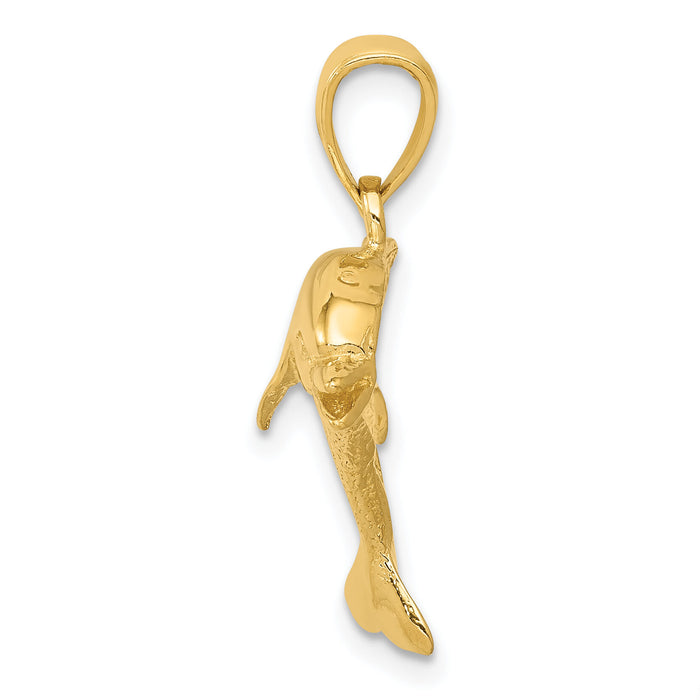 14k Jumping Dolphin Pendant-K3013