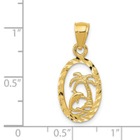 14K Dolphin and Palm Tree Pendant-K3017