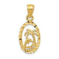 14K Dolphin and Palm Tree Pendant-K3017