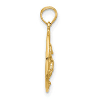 14k Double Dolphin Circle Pendant-K3018