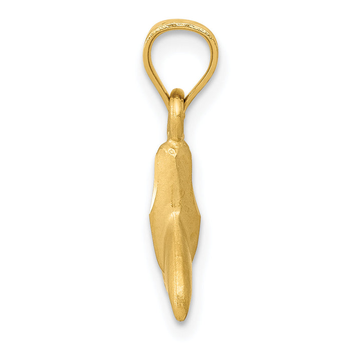 14K 3D Whale Tail Pendant-K3023