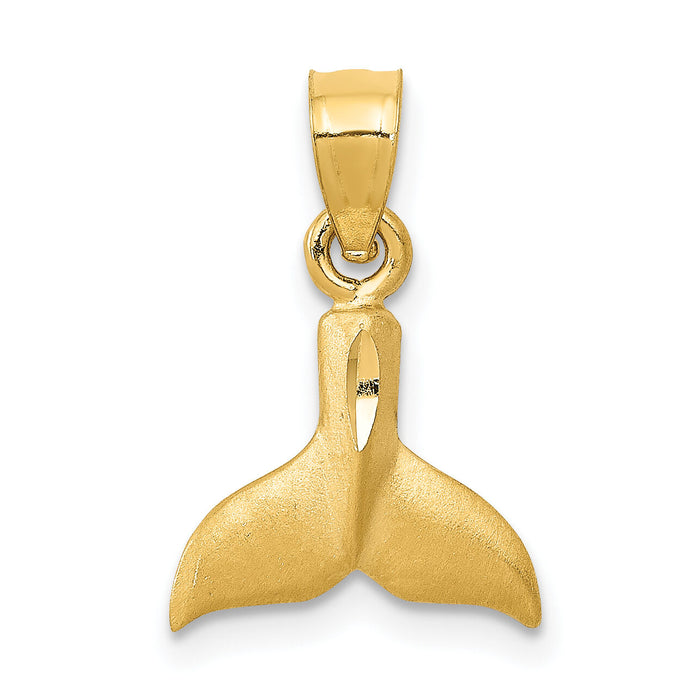 14K 3D Whale Tail Pendant-K3023