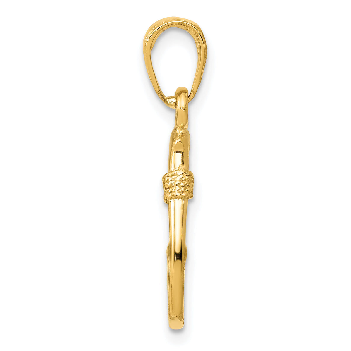 14K Yellow Gold 3D Fish Hook Pendant-K3043