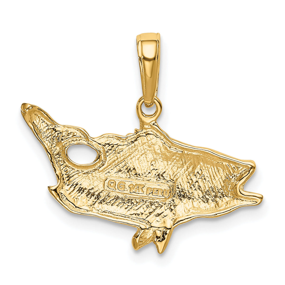 14k Open Mouthed Bass Fish Pendant-K3044