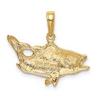 14k Open Mouthed Bass Fish Pendant-K3044