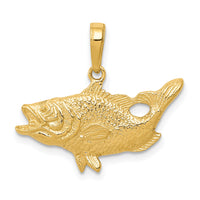 14k Open Mouthed Bass Fish Pendant-K3044