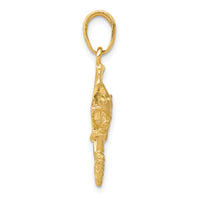 14k Jumping Bass Fish Pendant-K3045