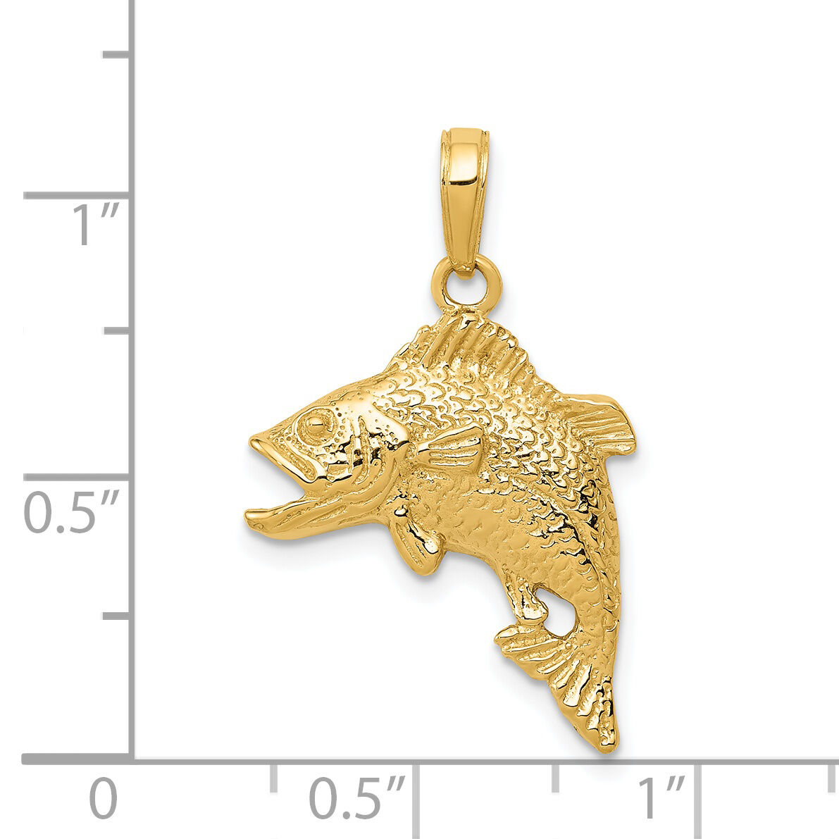 14k Jumping Bass Fish Pendant-K3045