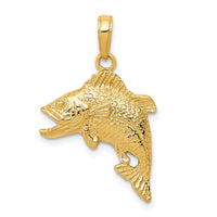 14k Jumping Bass Fish Pendant-K3045