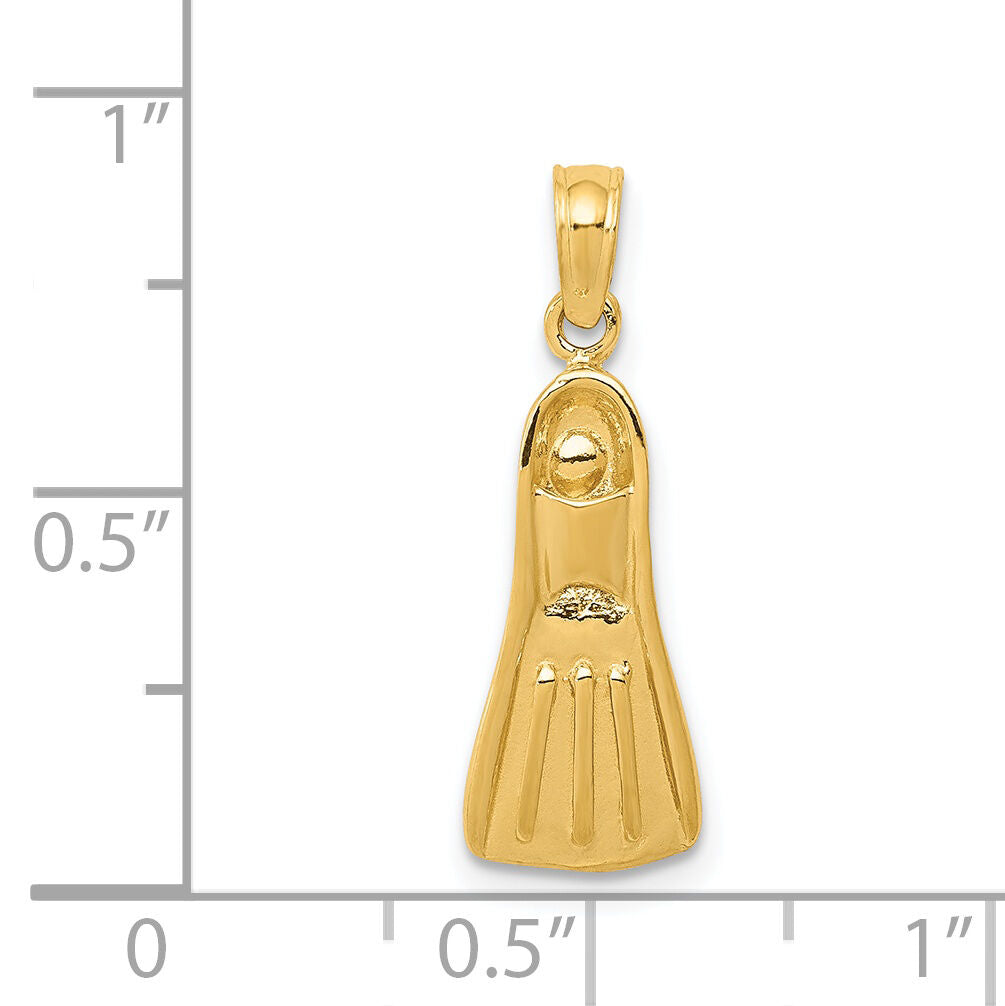 14K  3D Scuba Flipper Pendant-K3063