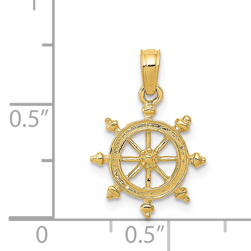 14k Ship Wheel Pendant-K3066