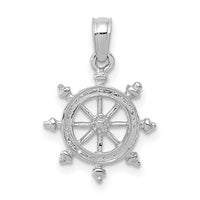 14K White Gold Ship Wheel Pendant-K3066W