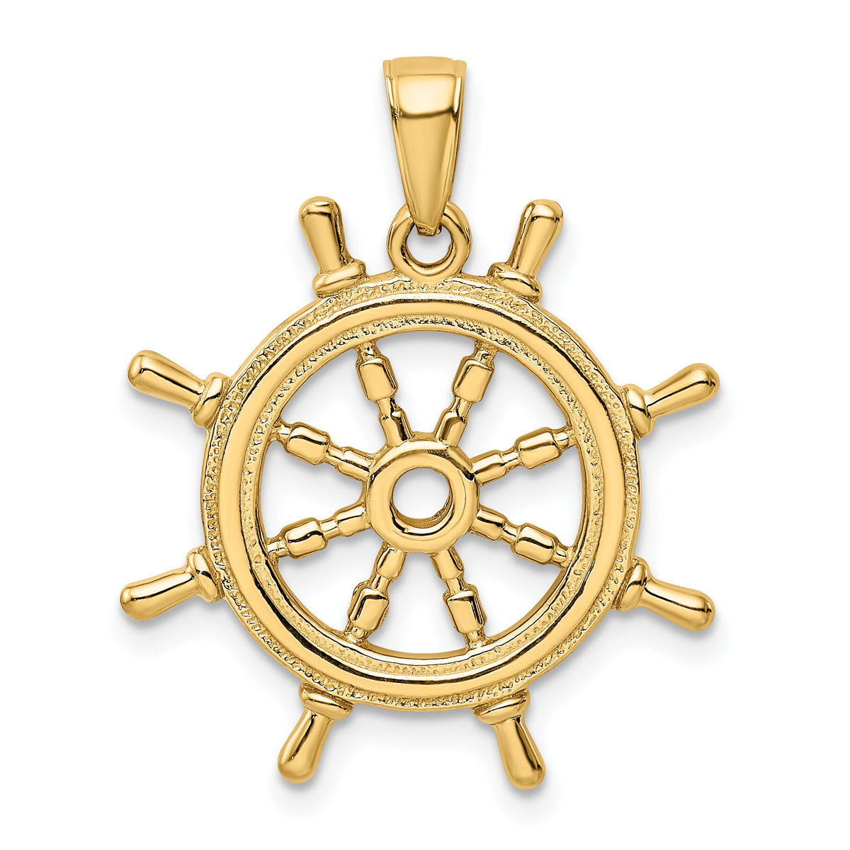 14K  3D Ships Wheel Pendant-K3071