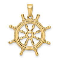 14K  3D Ships Wheel Pendant-K3071