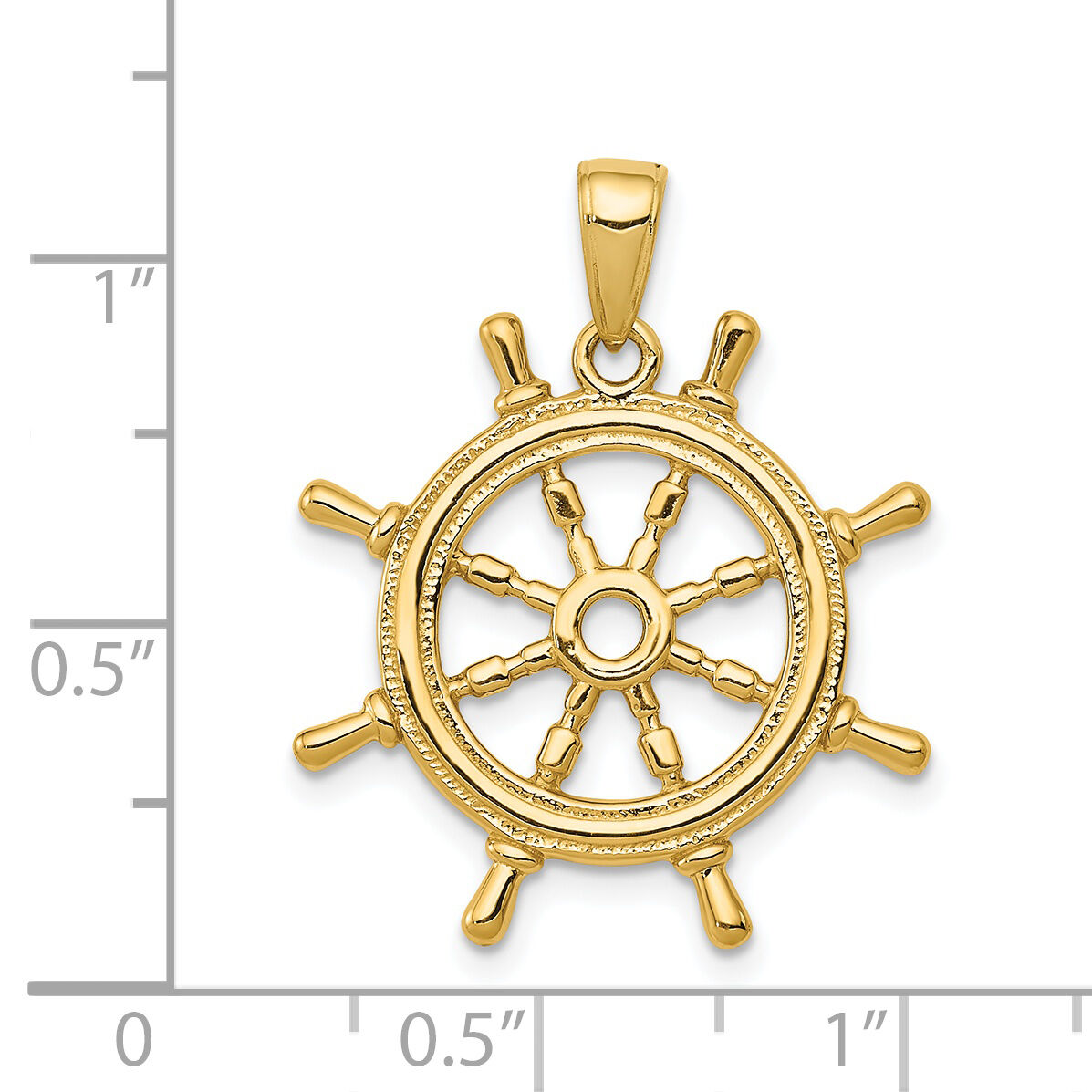 14K  3D Ships Wheel Pendant-K3071