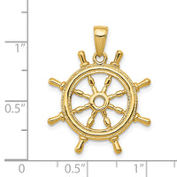14K  3D Ships Wheel Pendant-K3071