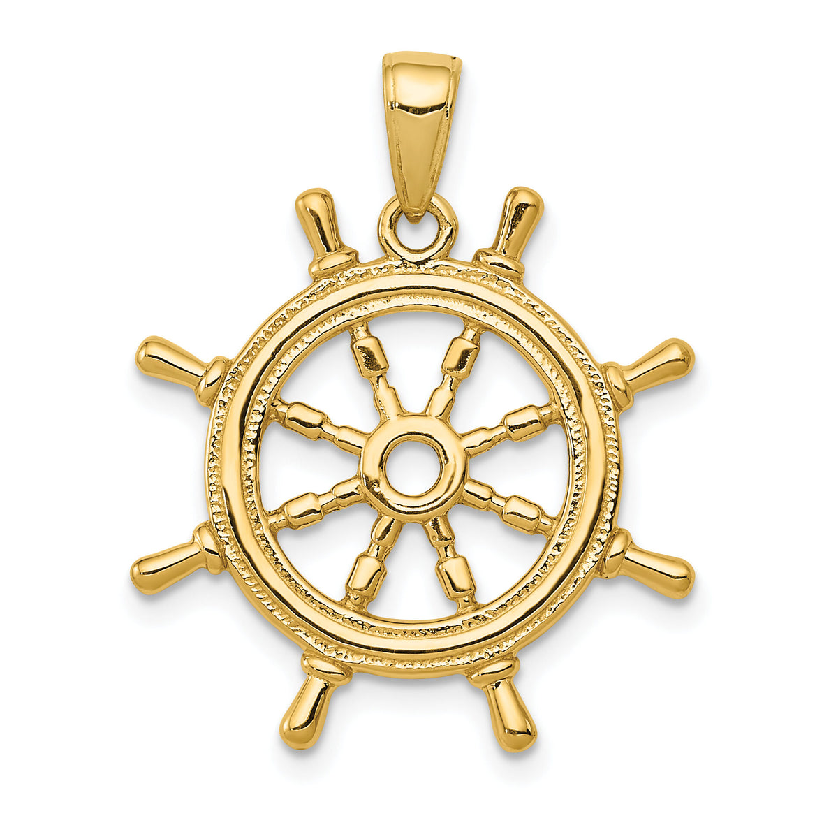 14K  3D Ships Wheel Pendant-K3071