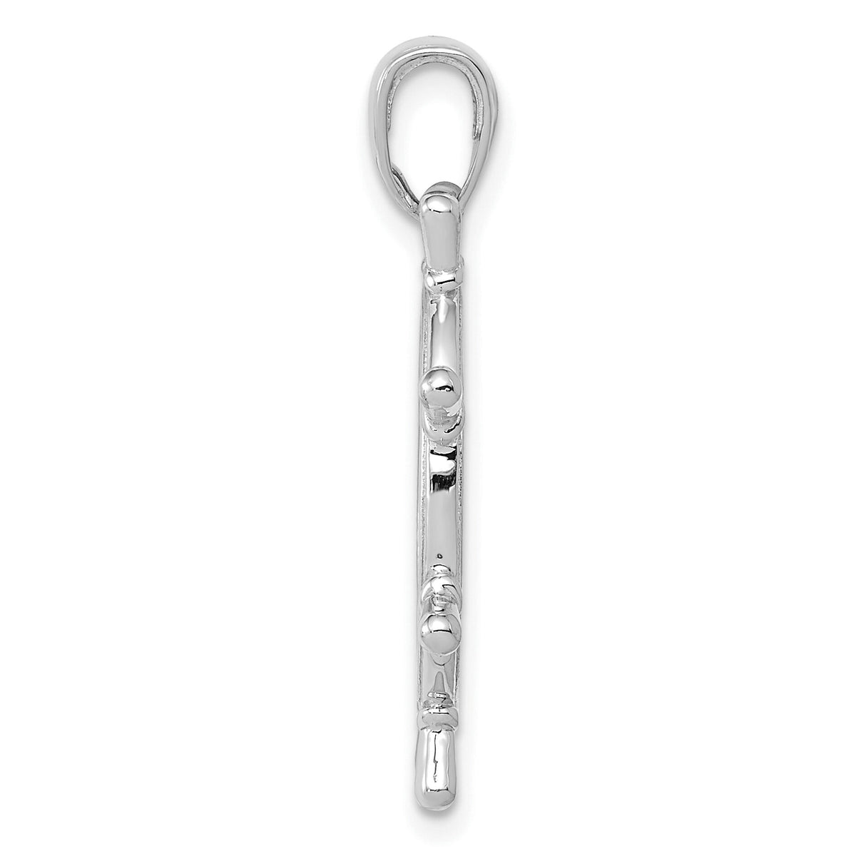 14K White Gold 3D Ships Wheel Pendant-K3071W