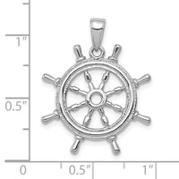 14K White Gold 3D Ships Wheel Pendant-K3071W