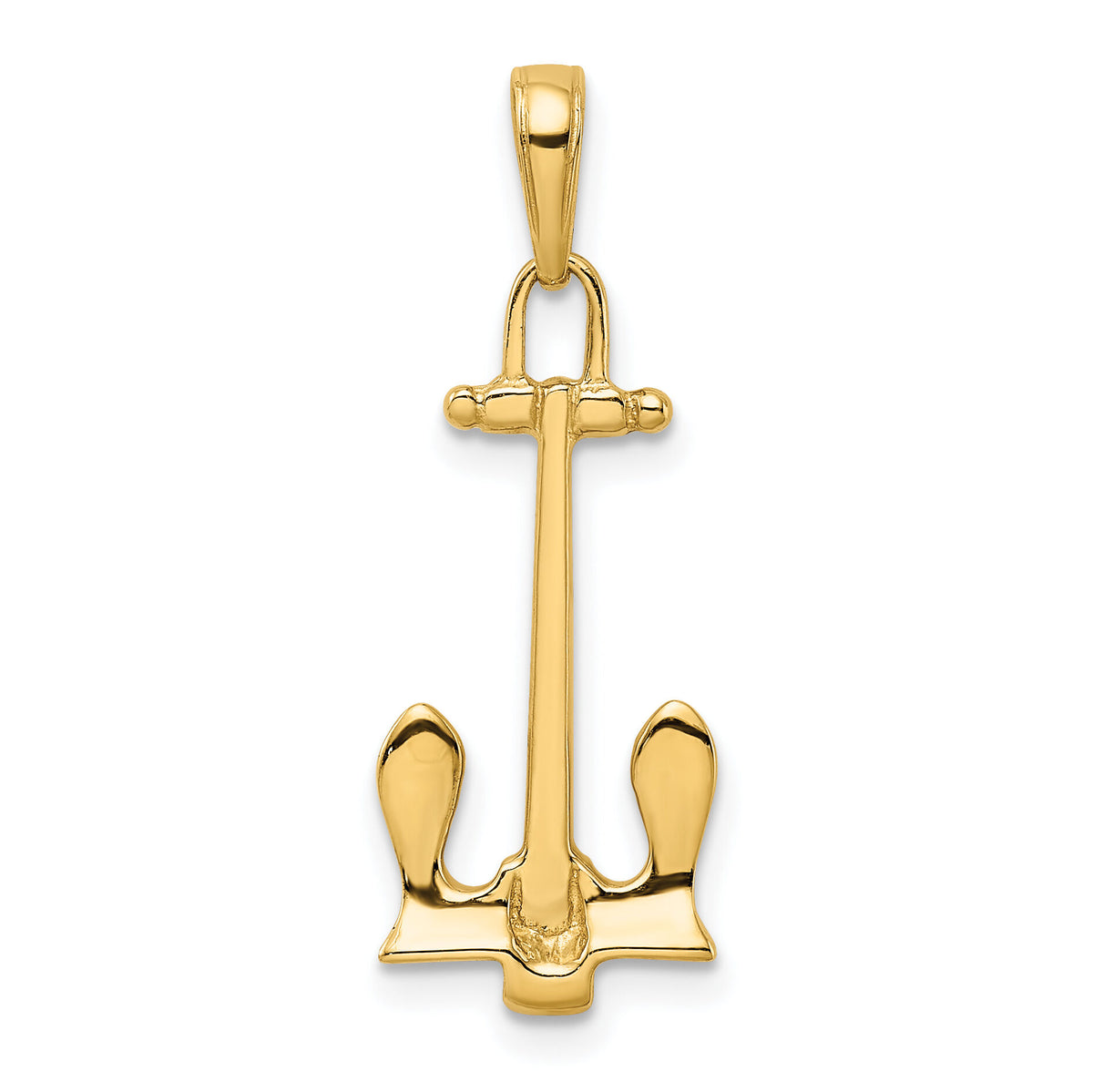 14K  3D Navy Anchor Pendant-K3077