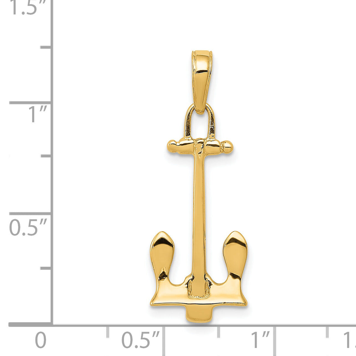 14K  3D Navy Anchor Pendant-K3077