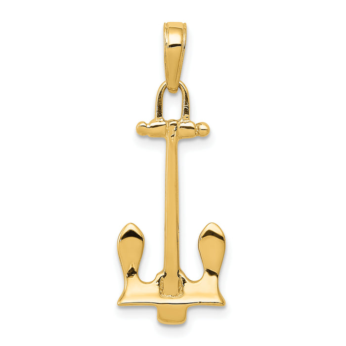 14K  3D Navy Anchor Pendant-K3077