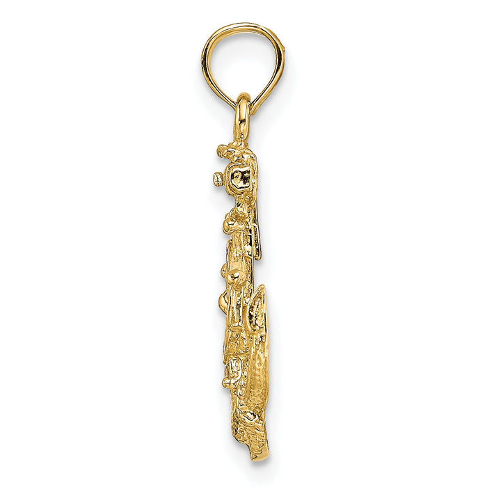 14k Small Anchor w/Wheel Pendant-K3078