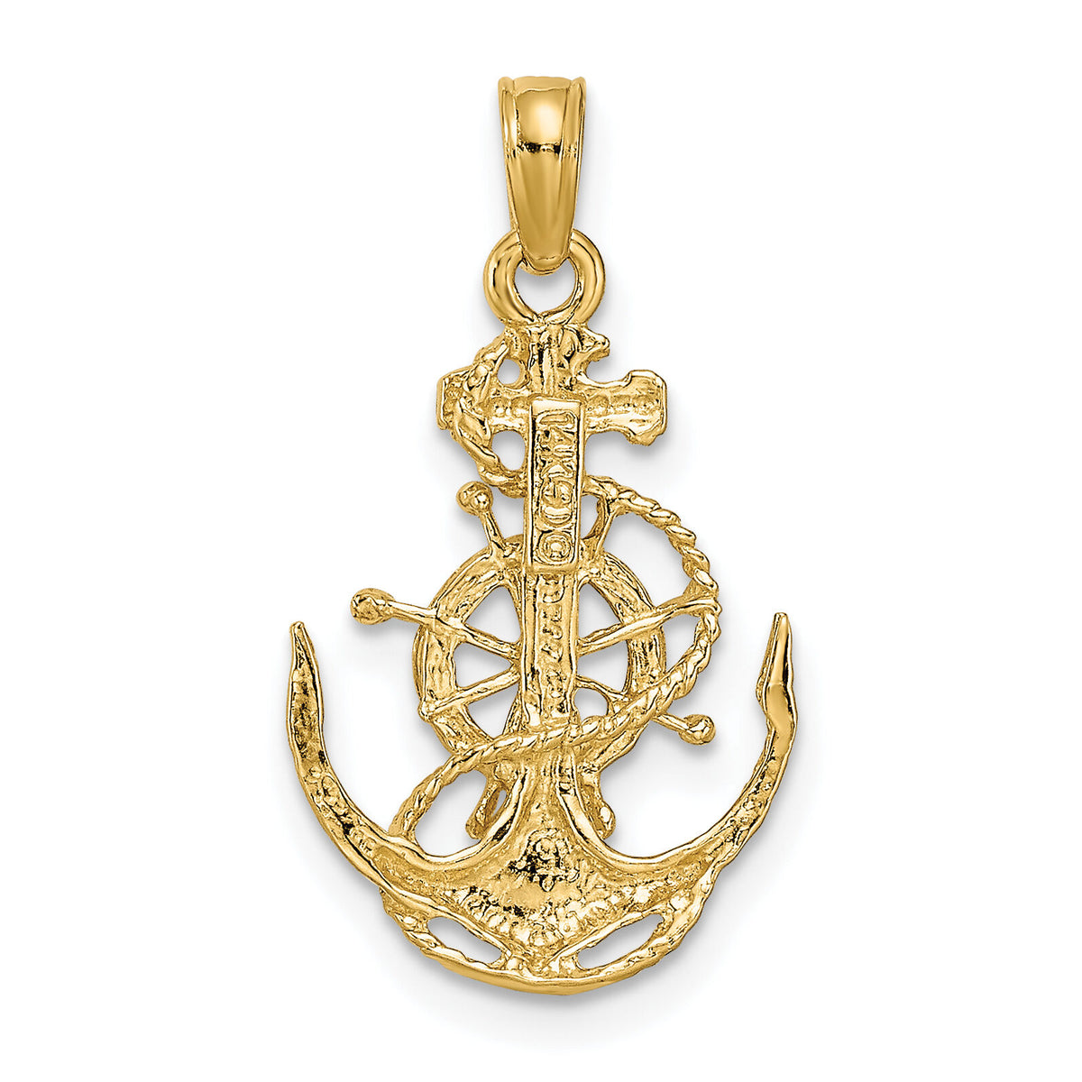 14k Small Anchor w/Wheel Pendant-K3078