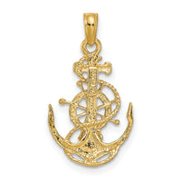 14k Small Anchor w/Wheel Pendant-K3078