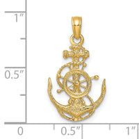 14k Small Anchor w/Wheel Pendant-K3078