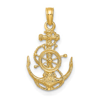 14k Small Anchor w/Wheel Pendant-K3078