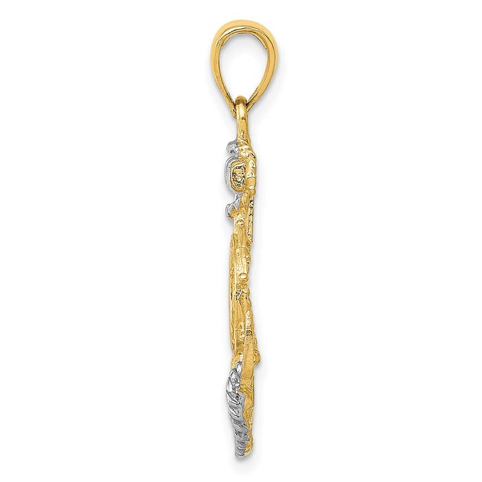 14K w/ Rhodium Anchor w/Rope Pendant-K3079