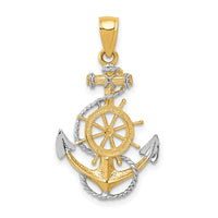 14K w/ Rhodium Anchor w/Rope Pendant-K3079
