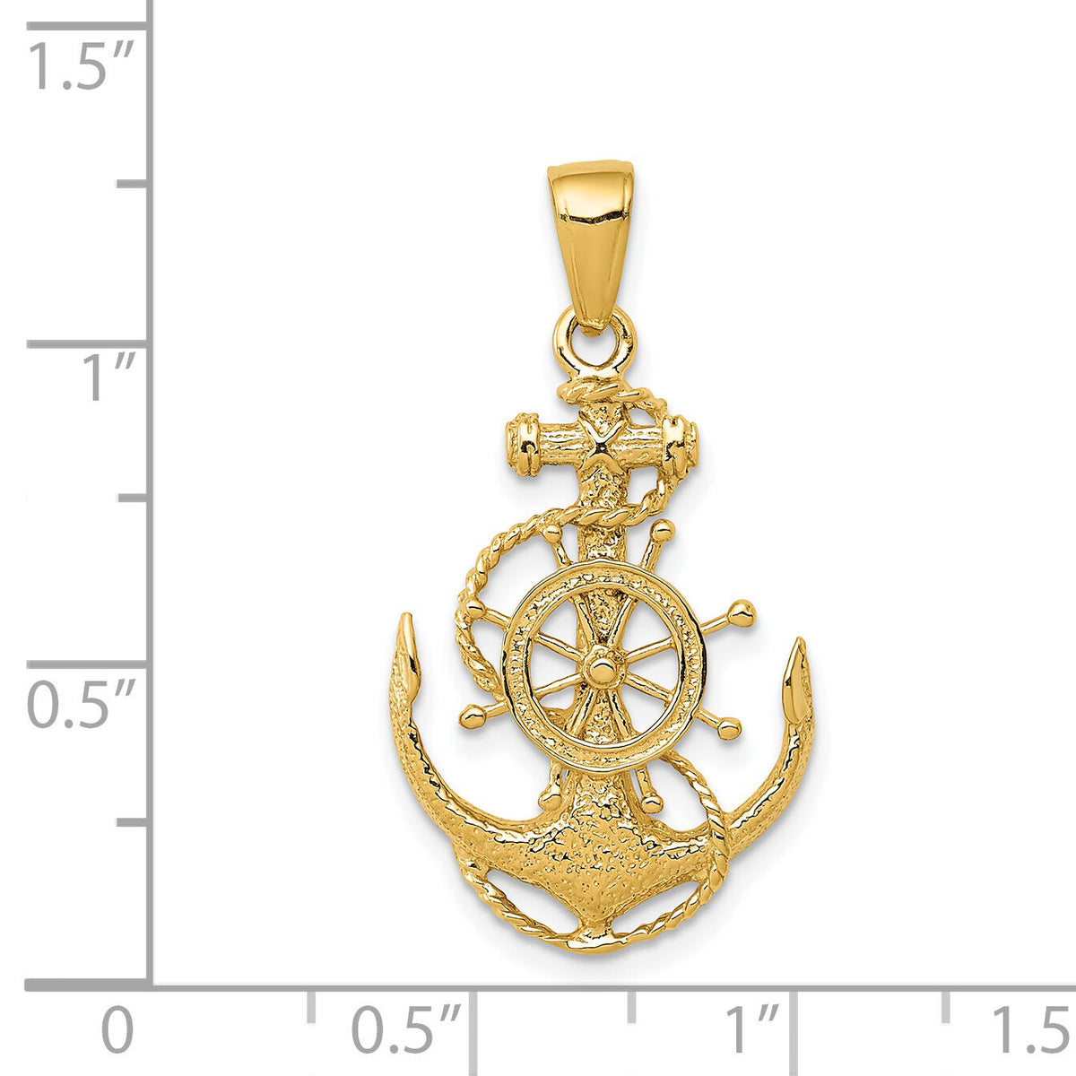 14k Medium Anchor w/Wheel Pendant-K3080