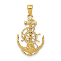 14k Medium Anchor w/Wheel Pendant-K3080