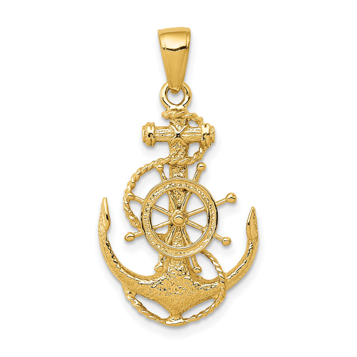 14k Medium Anchor w/Wheel Pendant-K3080