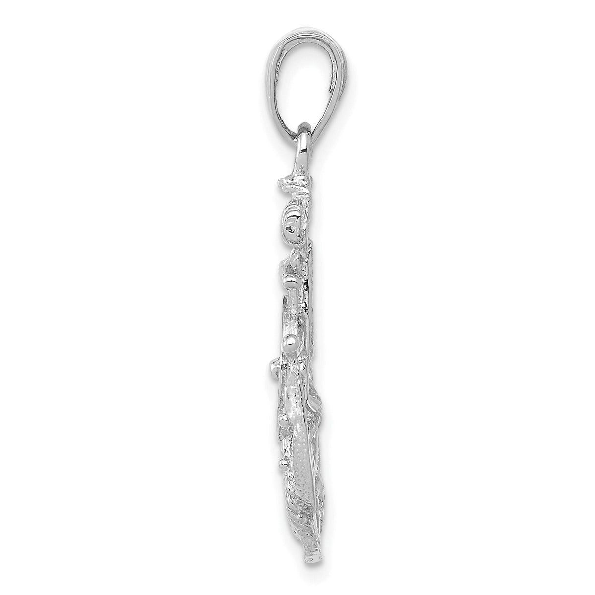 14K White Gold Medium Anchor w/Wheel Pendant-K3080W