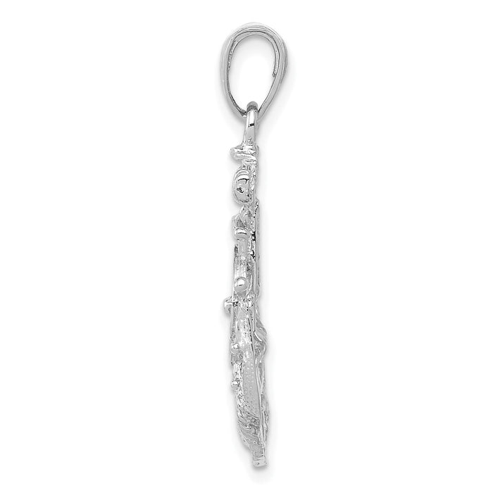 14K White Gold Medium Anchor w/Wheel Pendant-K3080W