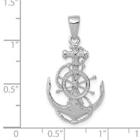 14K White Gold Medium Anchor w/Wheel Pendant-K3080W