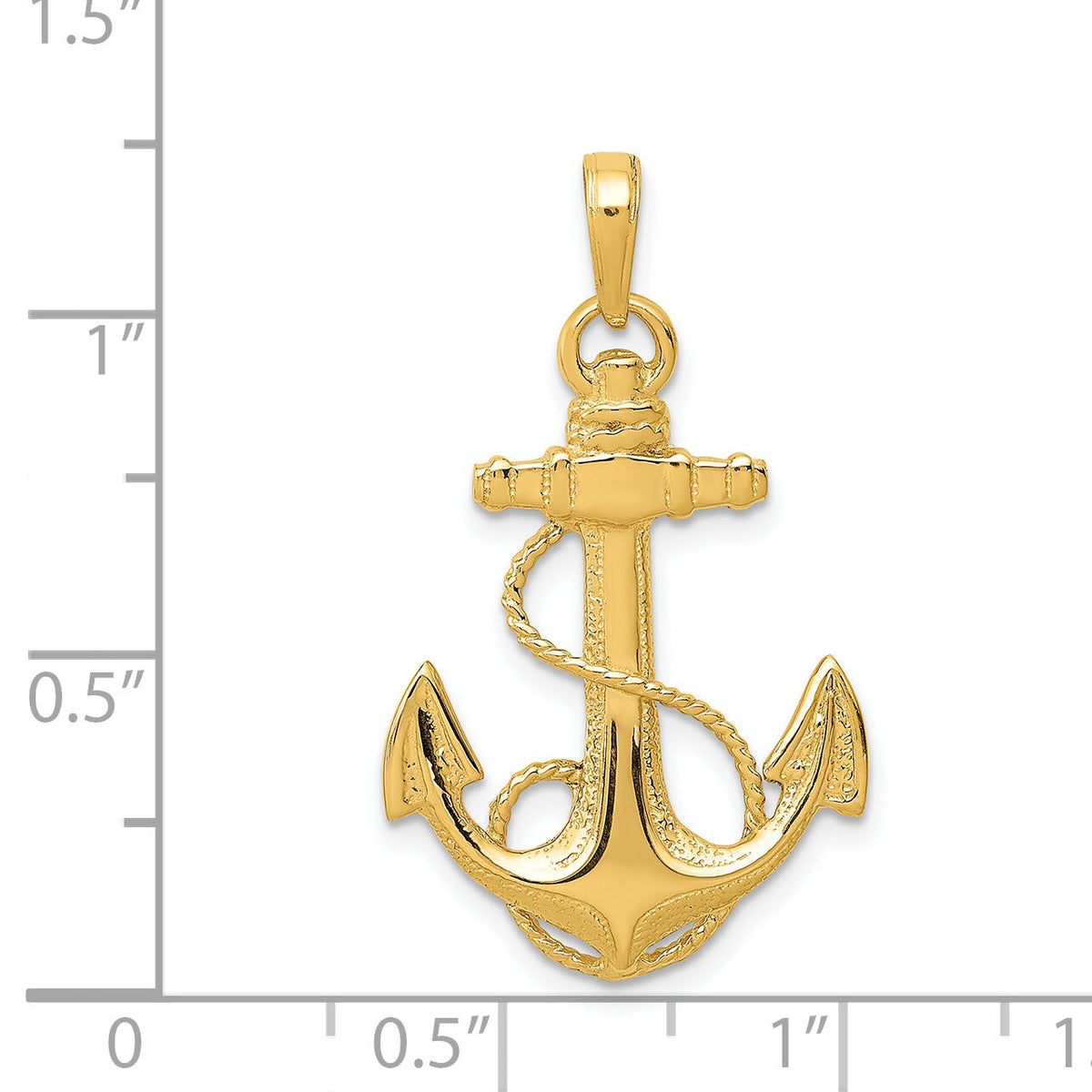 14k Anchor w/Rope Pendant-K3082