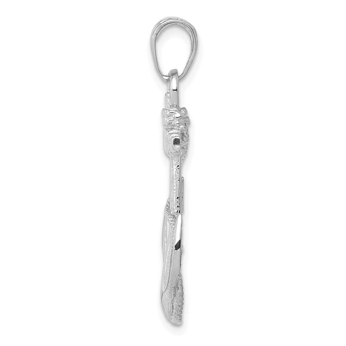 14K White Gold Anchor w/Rope Pendant-K3082W
