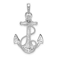 14K White Gold Anchor w/Rope Pendant-K3082W
