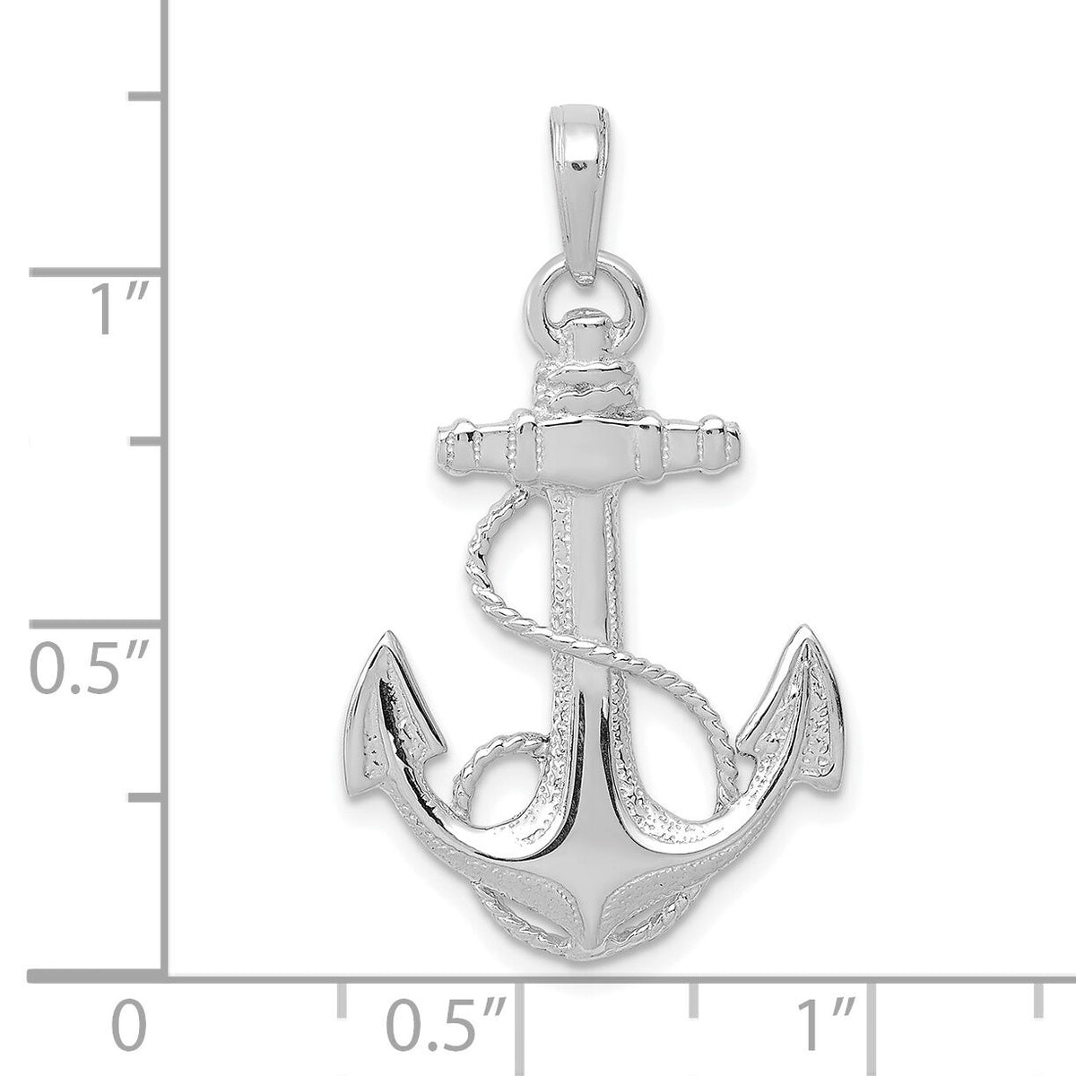14K White Gold Anchor w/Rope Pendant-K3082W