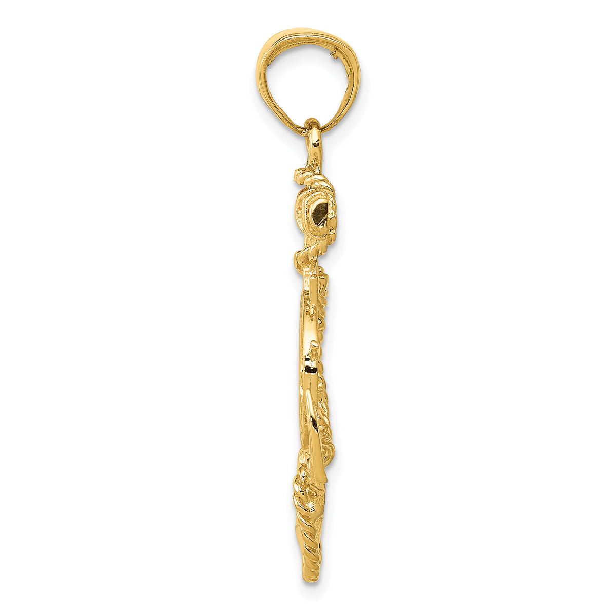 14k Large Anchor w/Wheel Pendant-K3083