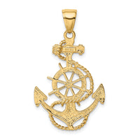 14k Large Anchor w/Wheel Pendant-K3083