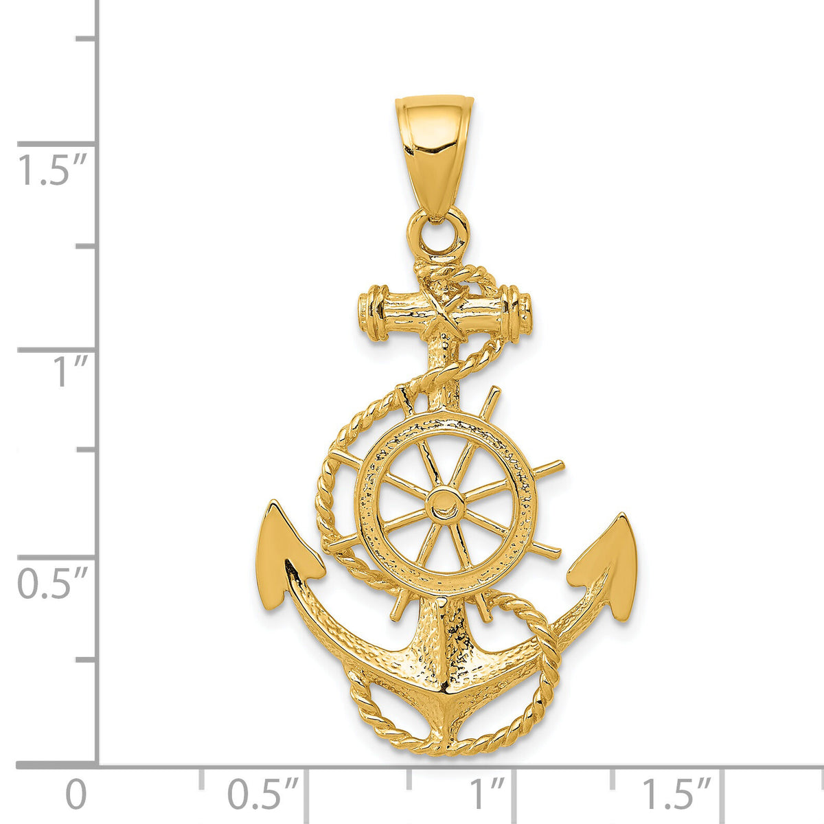 14k Large Anchor w/Wheel Pendant-K3083