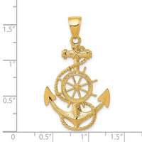 14k Large Anchor w/Wheel Pendant-K3083