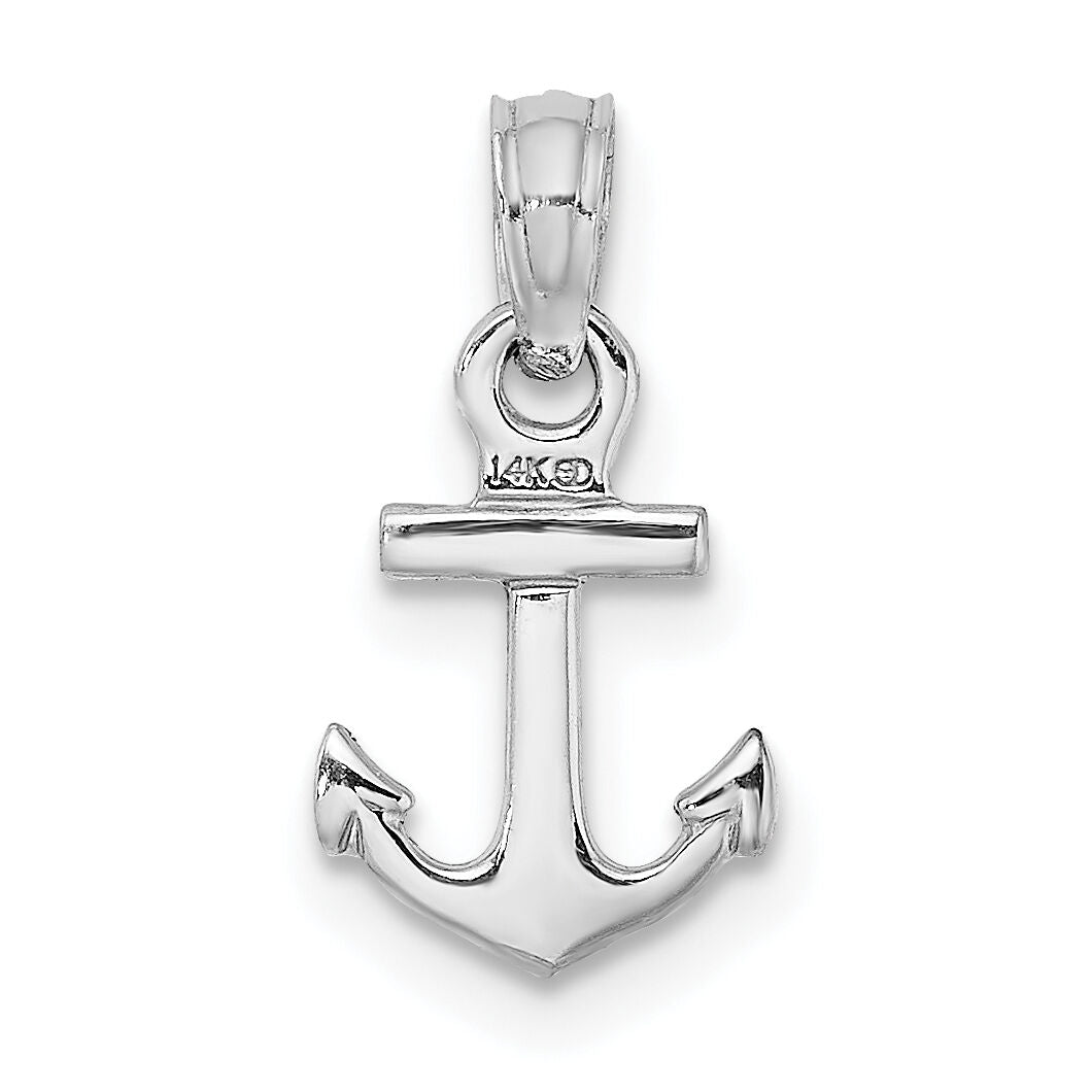 14k White Gold Mini Anchor Pendant-K3087W