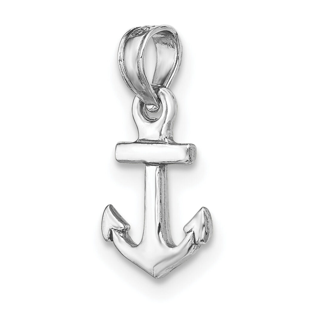 14k White Gold Mini Anchor Pendant-K3087W
