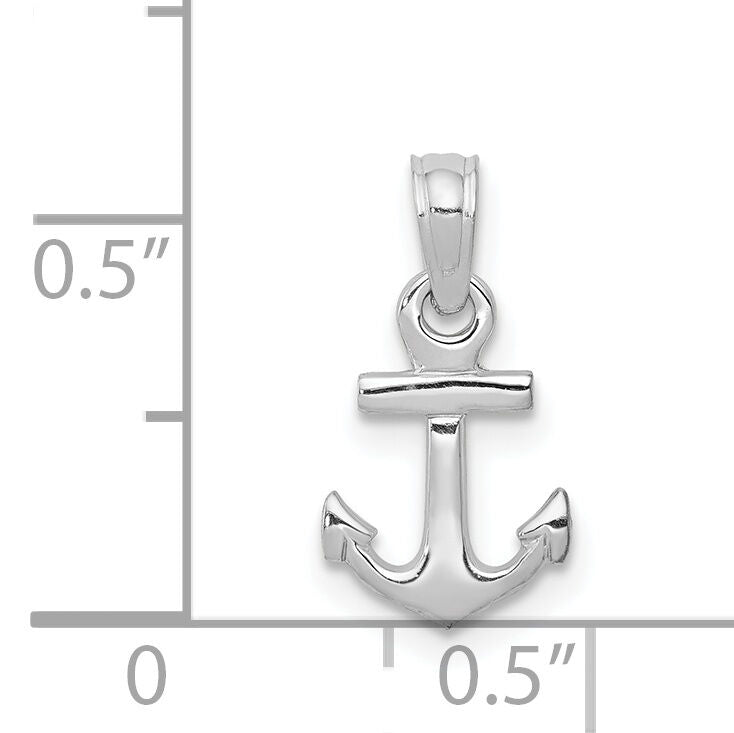 14k White Gold Mini Anchor Pendant-K3087W
